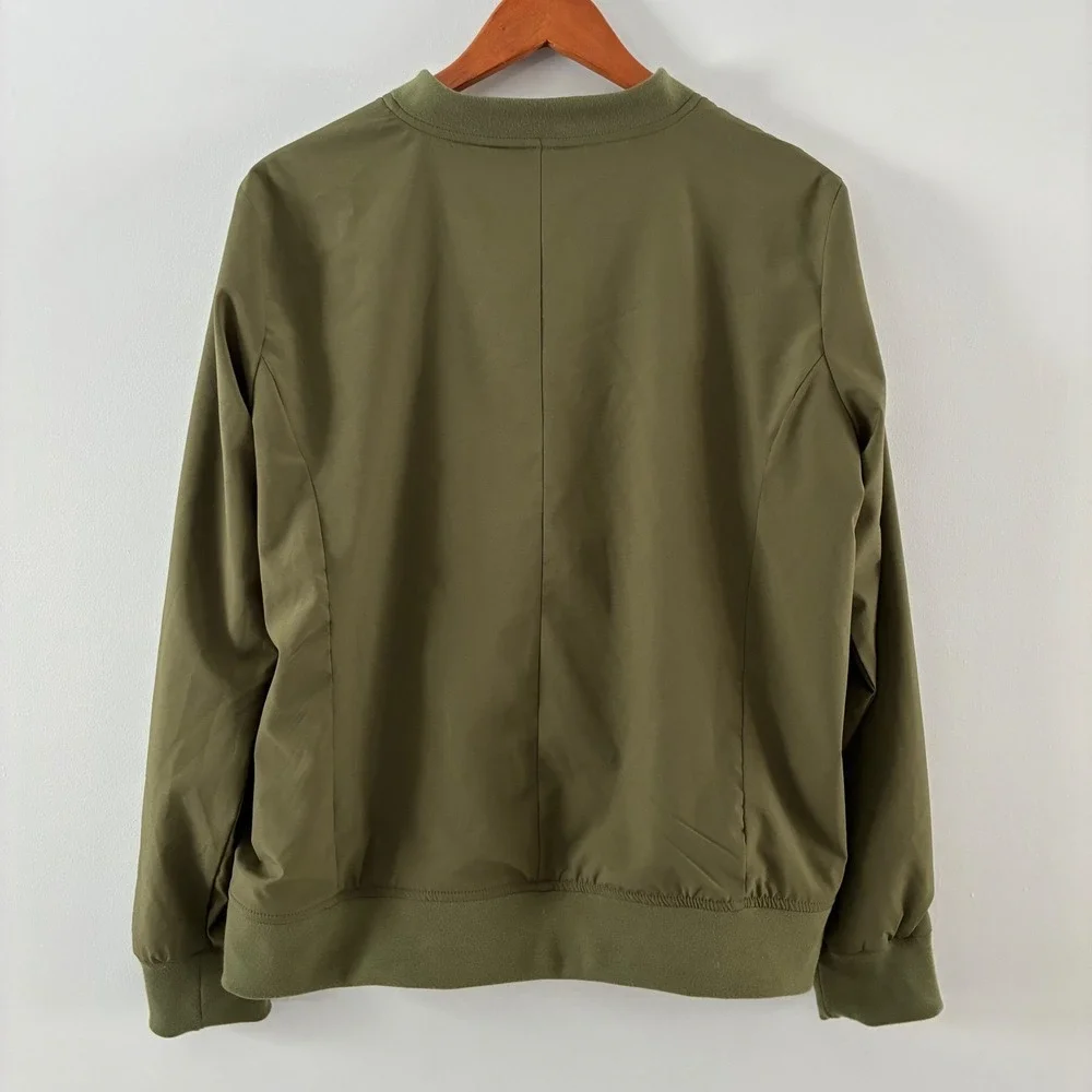 Banana Republic Mens XL Motion Tech Bomber Jacket Olive Green Full Zip Stretch